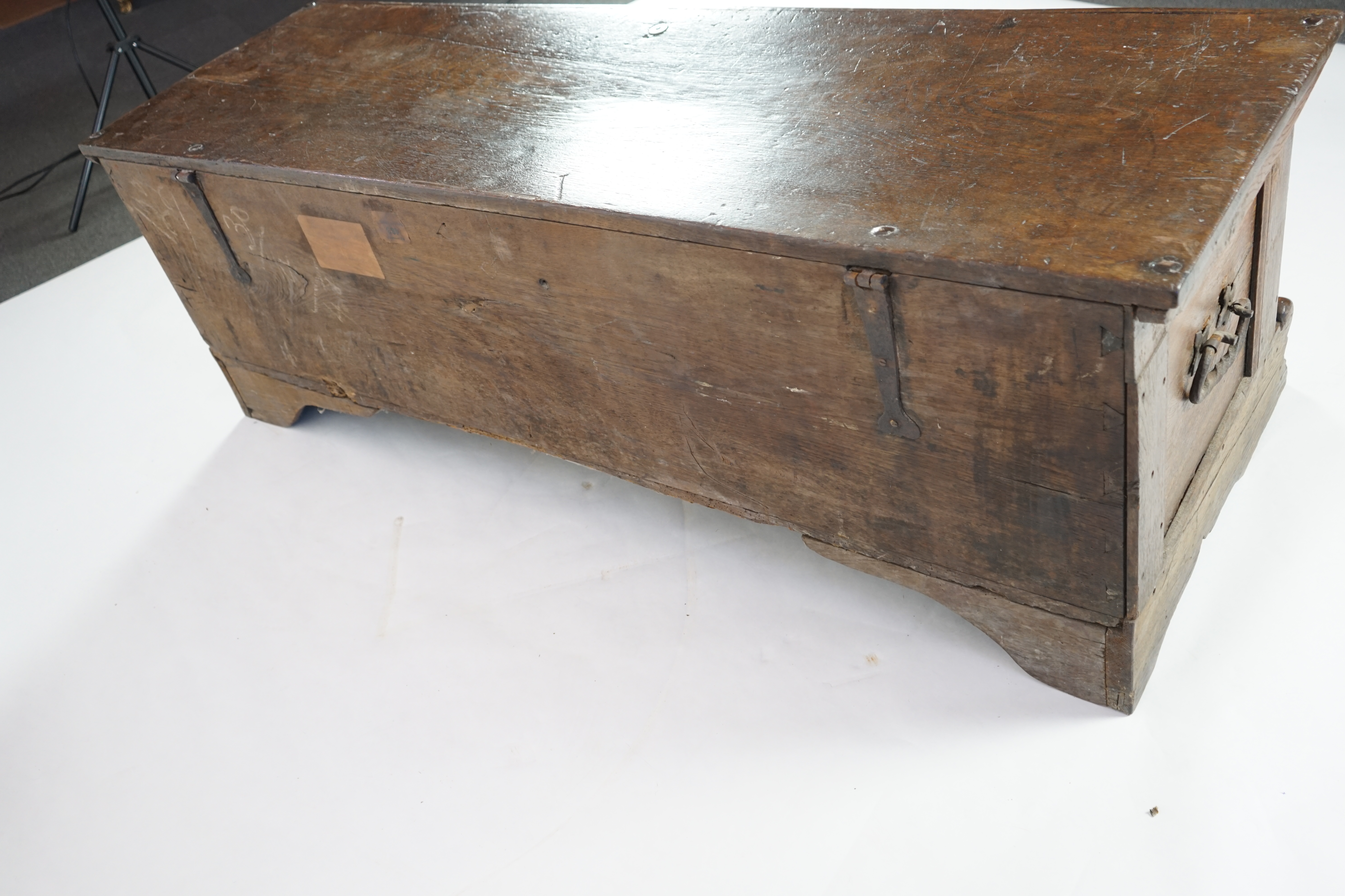 A mid 18th century German carved oak marriage chest